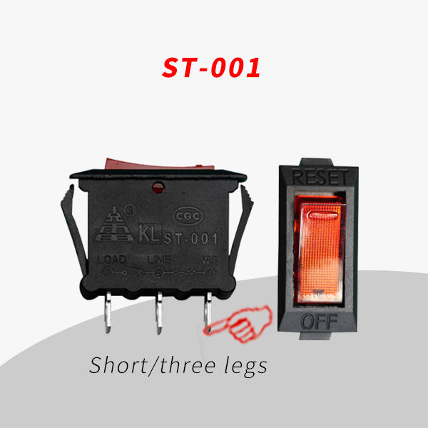 ST-001 Short three-legged two-in-one current overload protection switch with light thermal protection temperature-controlled American socket (color can be customized)