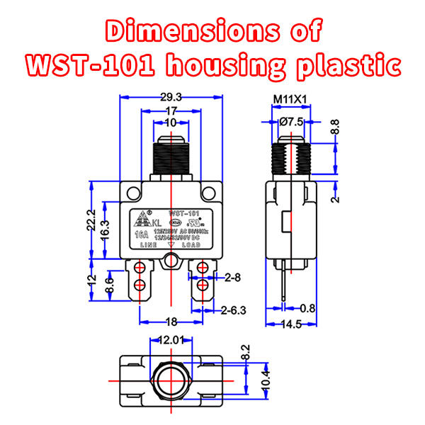 wst-101塑料外形尺寸英文